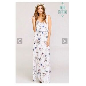 SHOW ME YOUR MUMU White Floral Satin Maxi Dress